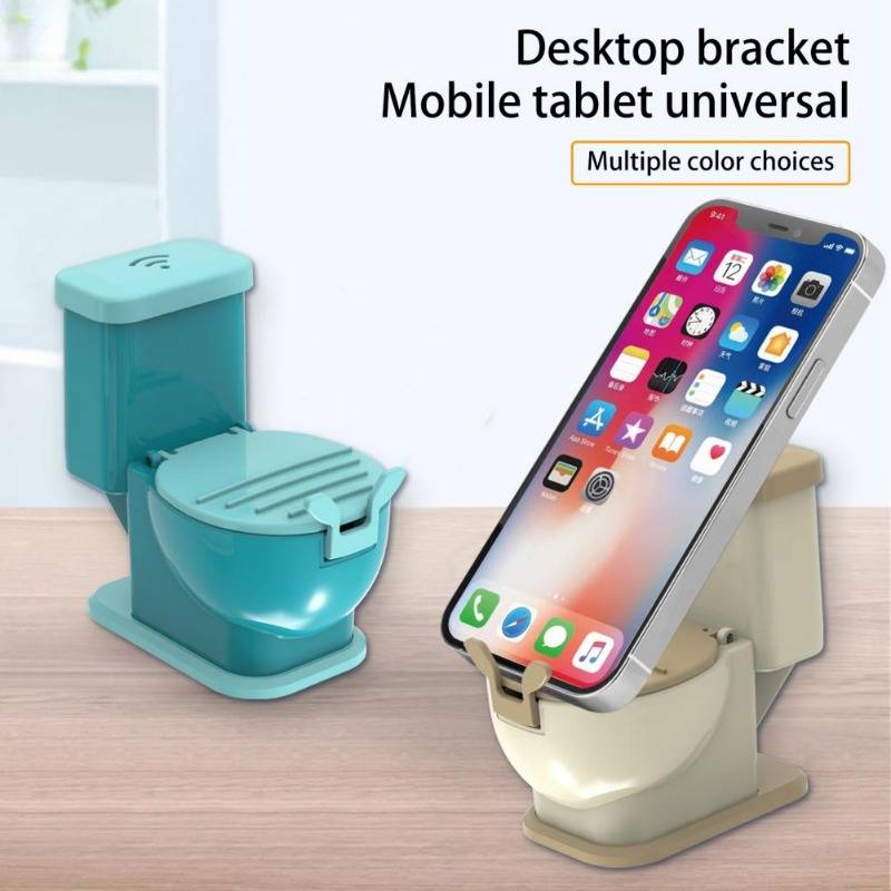 Creative Toilet-Shaped Phone Stand: Practical Mini Desktop Phone Holder With Solid Base, Essential Small Phone Stand For Home. 