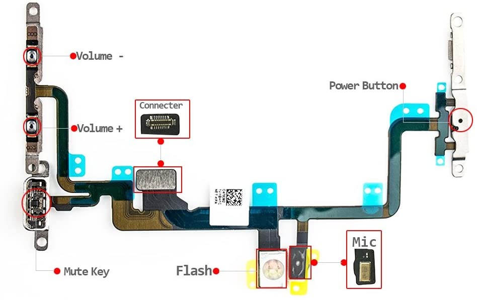 iPhone 7 Plus Power Volume Button Control Switch On/Off + Flash Light + Mic + Mute Connector Flex Cable. 