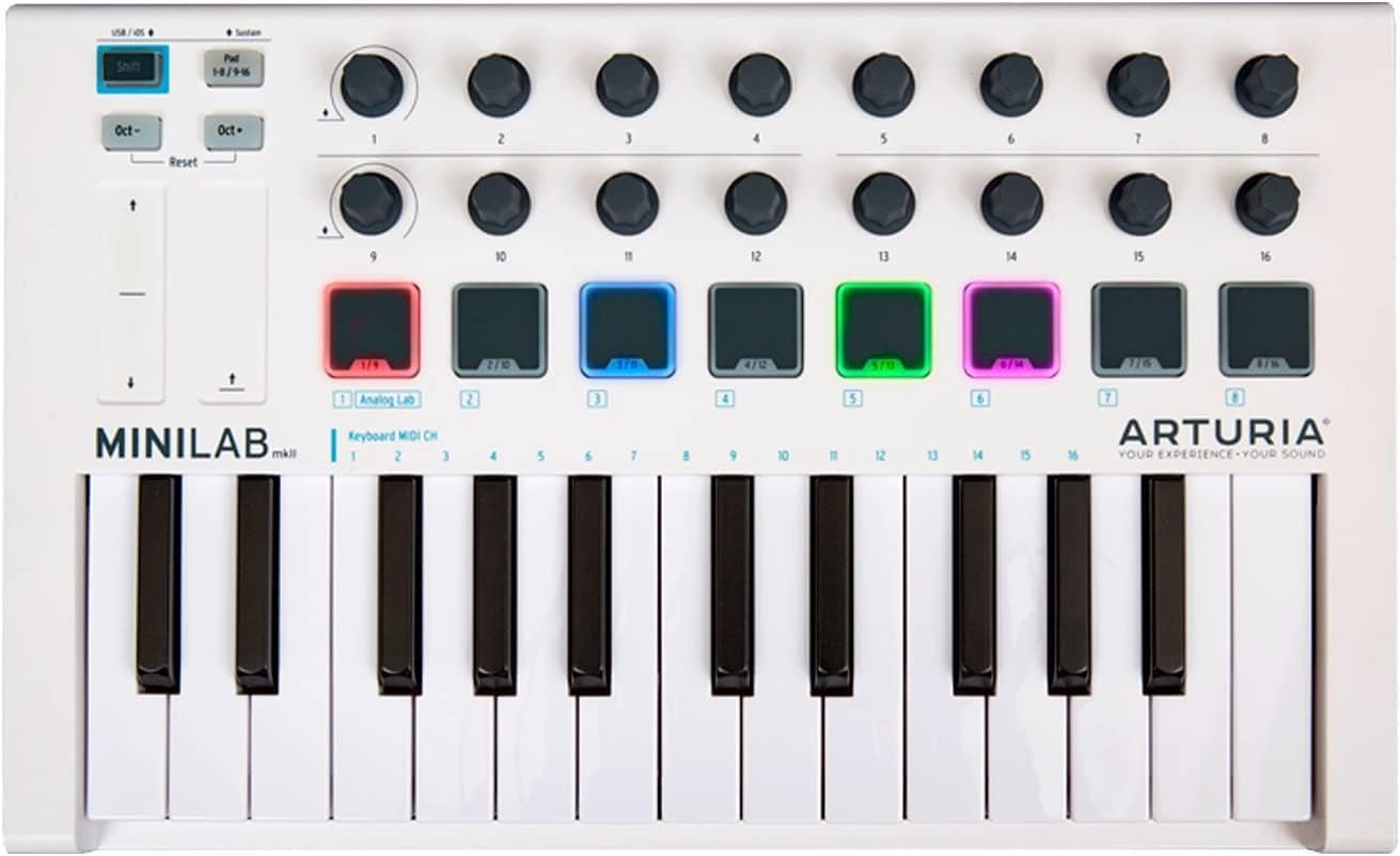 Arturia - MiniLab MkII - Portable MIDI Controller for Music Production - 25 Keys, 8 Multi-Color Pads. 