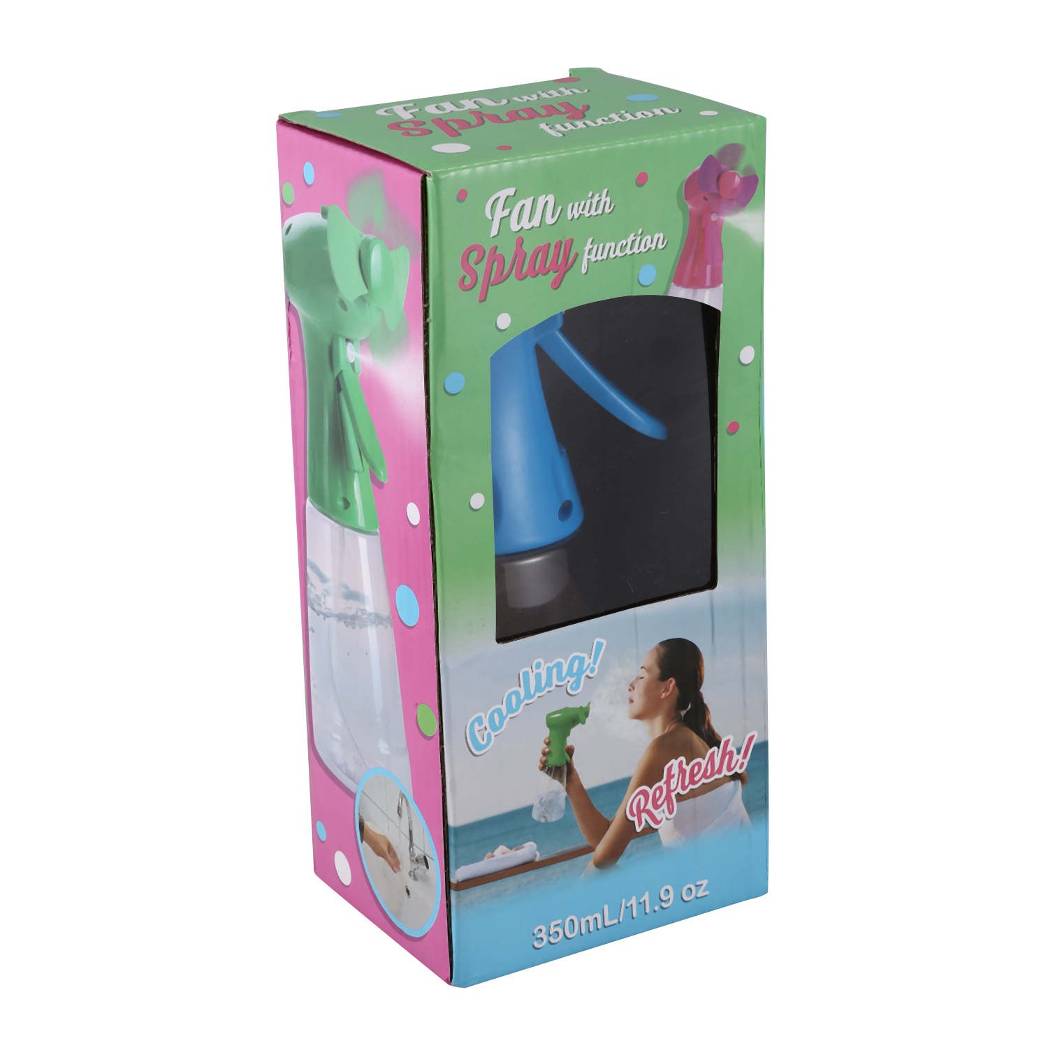 （NEW）Fan with  Spray Misting Fan Handheld   Misting Fan with Mist As   Operated Fan  Bottle Sprayer 300Ml. 