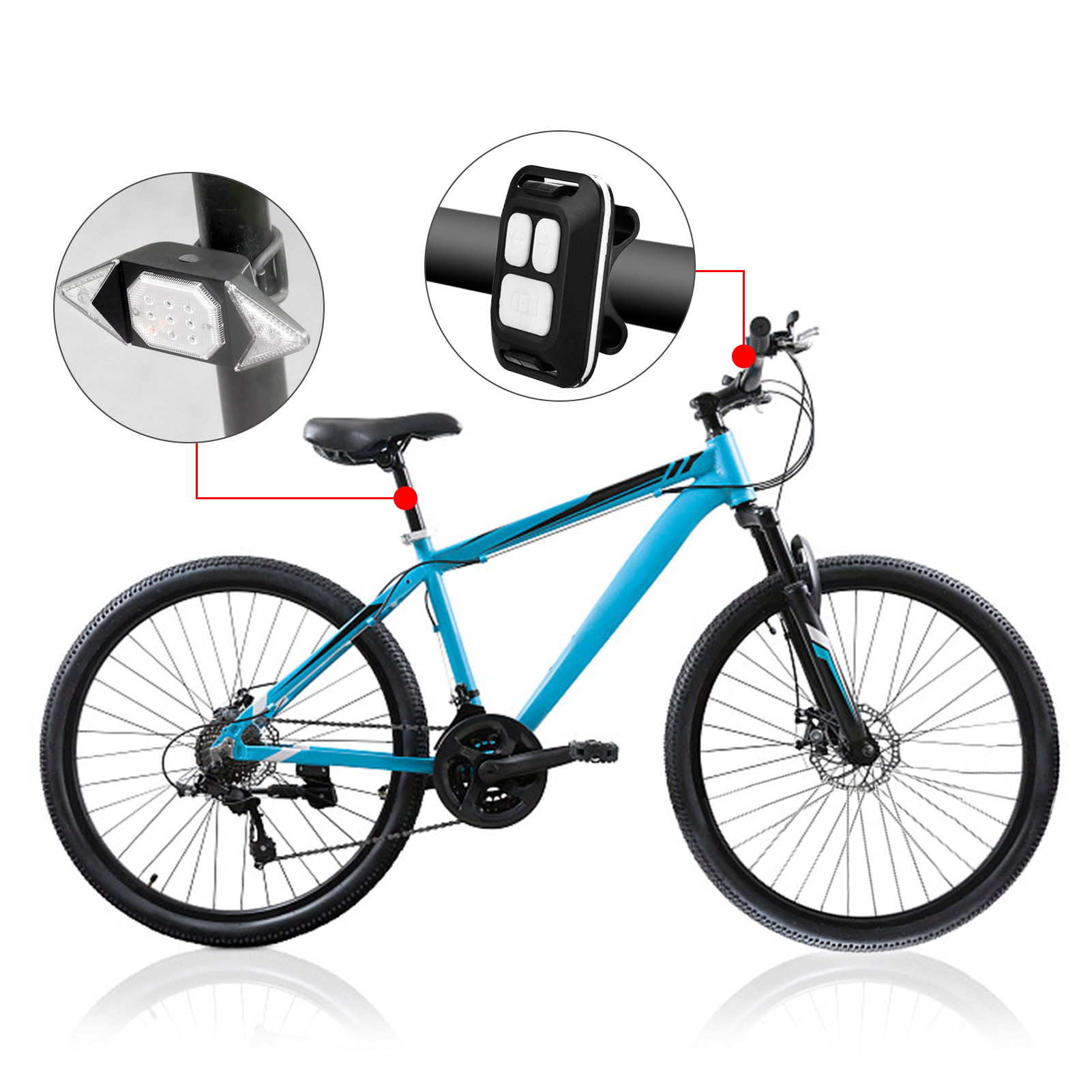 LED Turn sig-nal Bike Light USB Rechargeable Bicycle Tail Light with Direction Indicator Waterproof Cycling Safety Light Intelligent Remote Control Cycling Rear Bright Light Warning Lamp. 