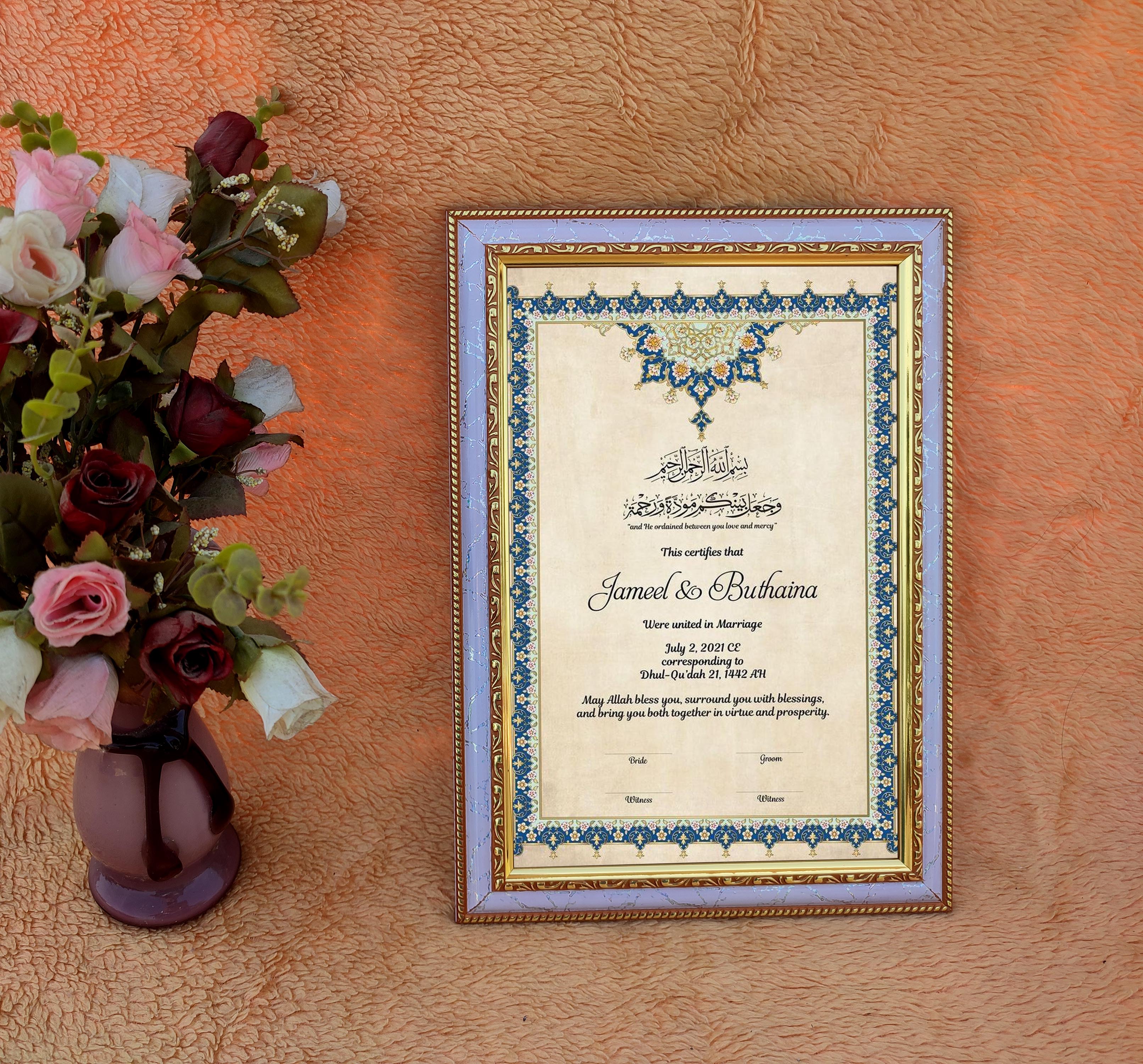 Customised Nikah Nama Frame For Wall Decor / Marriage Certificate/Anniversary photo frame design Anniversary Special Design For Wall Decor - photo frame resin photo frame photo frame. 