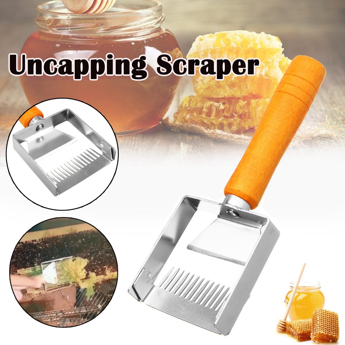 【New collection choose】---Stainless Steel Bee Hive Uncapping Honey Fork Scraper Shovel Tool Wood Handle. 