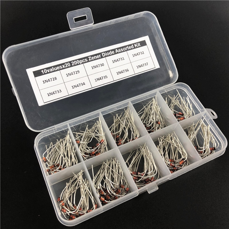 【happy one】20Values Zener Assortment Electronic kit 1N4728~1N4748 1W DO-41 With 2 storage Box. 