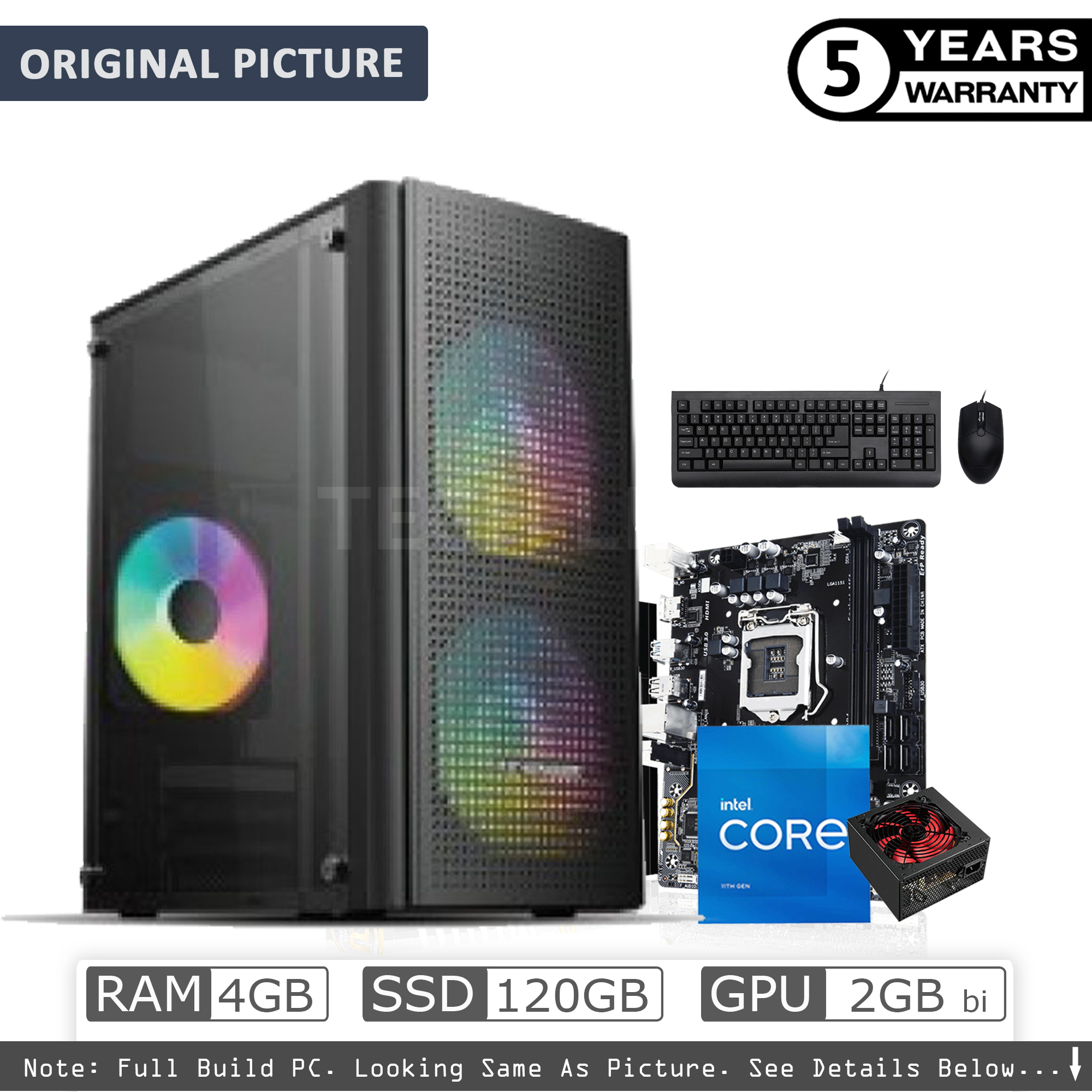 Intel Core i3 RAM 4GB SSD 120GB HDD 500GB GPU 4GB Built In Desktop Computer. 