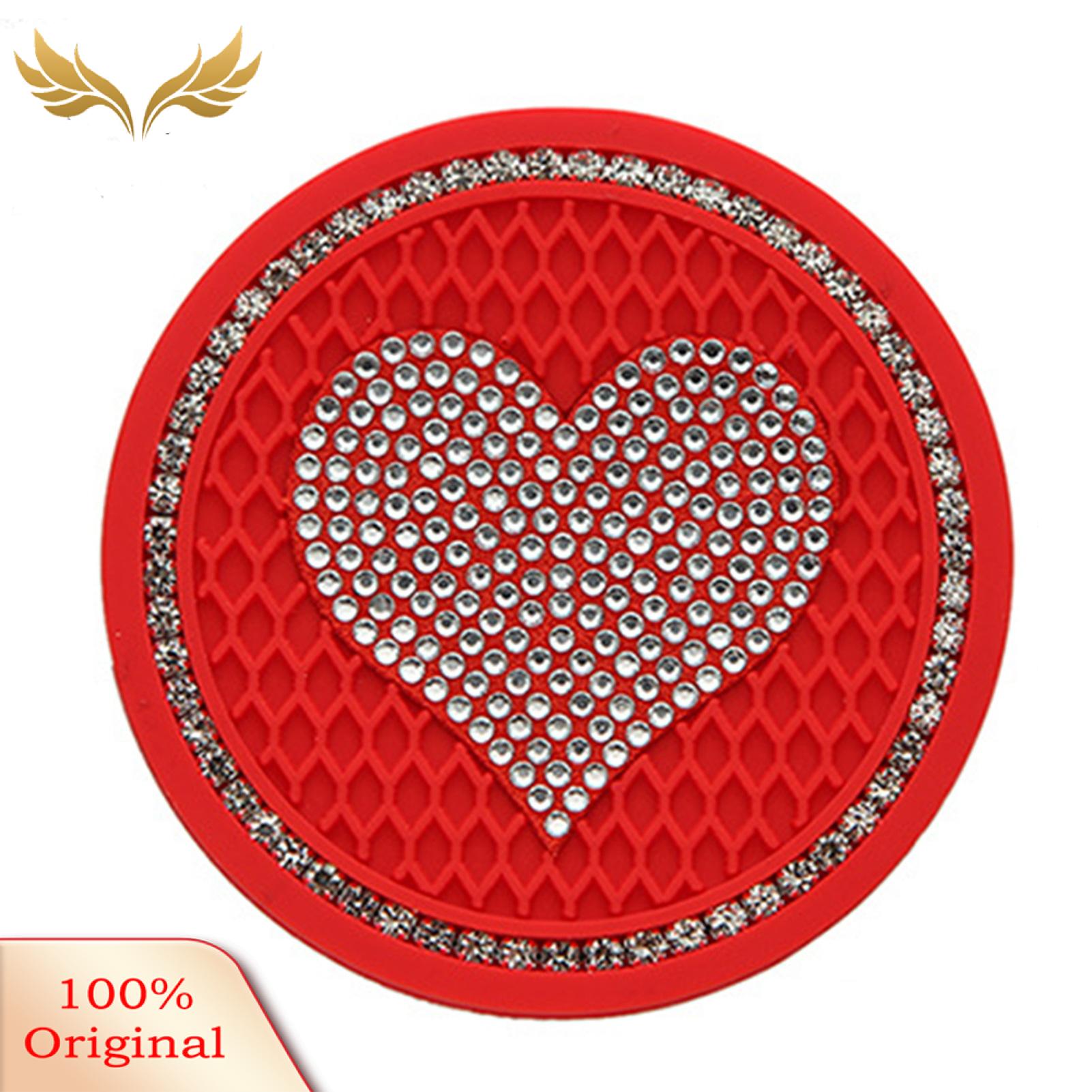 Water Bottle Silicone Car Cup art Shape Rhinestone Decor -slip Pvc Cup Mat