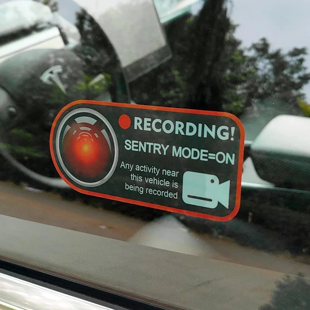 for Tesla Model 3 Y Warning Sticker Model S X Invader Sentinel Sentry Mode Static Car Stickers Electrostatic Accessories 2023. 