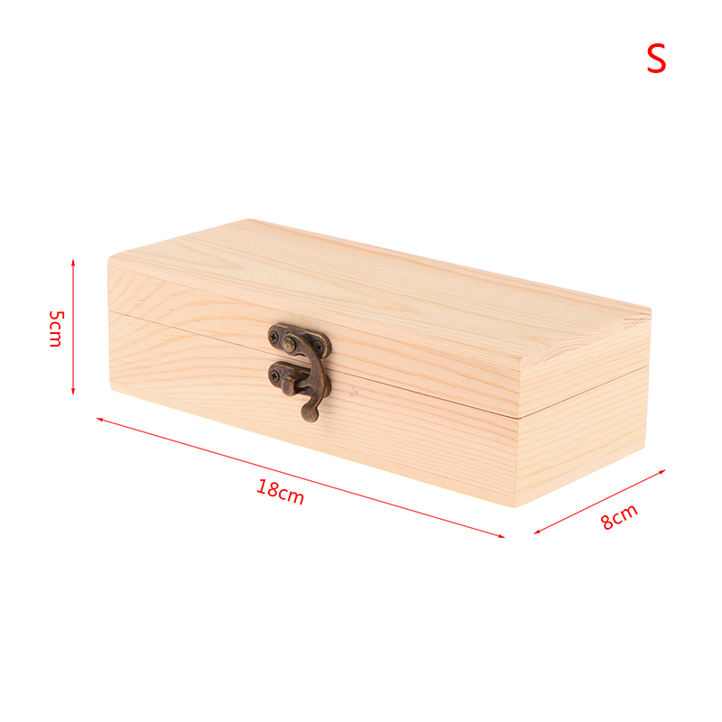 Rectangular Wooden Storage Box Organizer Wooden Storage Case Simple Storage Container Dust-Proof With Lock Jewelry Box Case