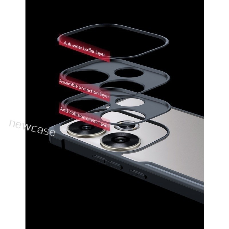 Acrylic Clear Casing For Redmi Turbo 3 5G 2024 RM Turbo3 Transparent TPU Soft Shockproof Bumper Edge Airbag Anti Drop Camera Protective Phone Case Back Cover. 