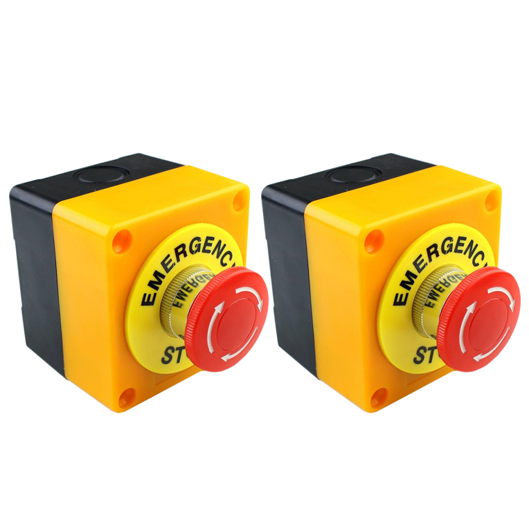 2Pcs Red Mushroom Emergency Stop Shut Off Push Button Switch No + Nc 22Mm Cnc Gecko. 