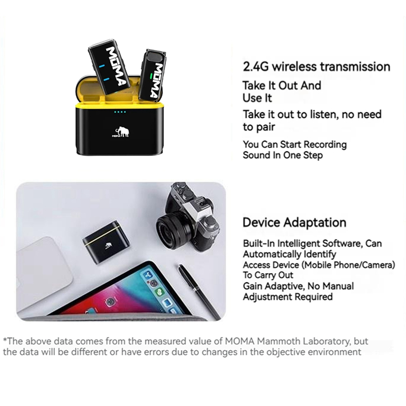 Moma 1Set Lark M1 Wireless Condenser Microphone Portable Microphone For Live Broadcast Equipment Metal. 
