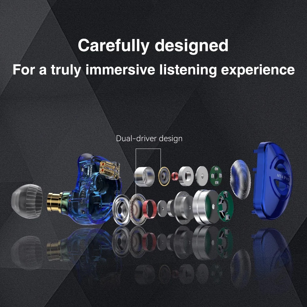 TRN MT4 PRO 2DD In Ear Earphone Bass Type C Dual Dynamic HiFi Running Noise Canceling Headset Headphone In Ear Monitors. 