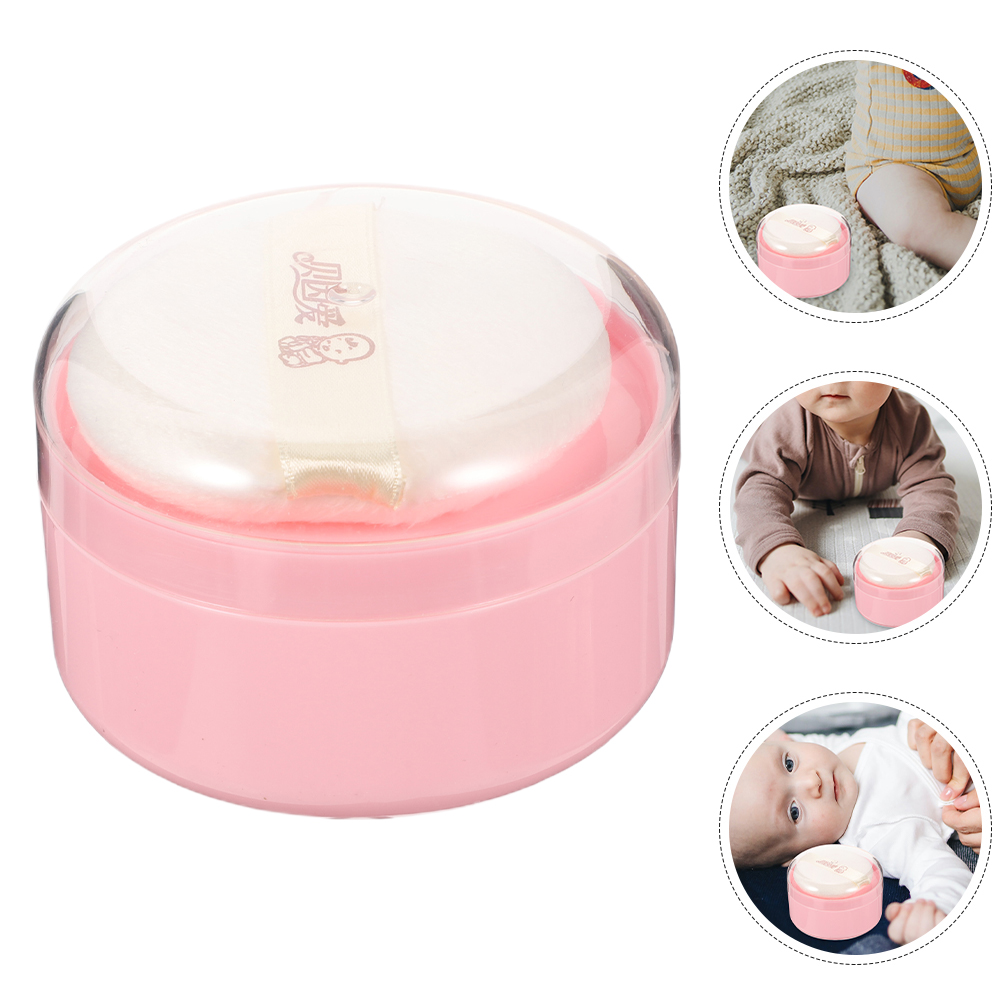 Body Powder Puff Box Baby Container with Compartment Case Plastic Puffs for Loose Small Empty. 