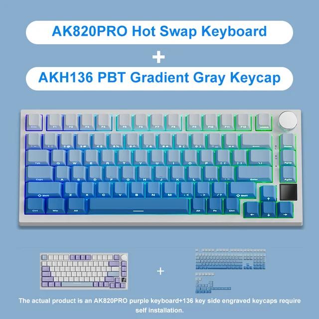 Ajazz AK820 Pro Gaming Mechanical Keyboard Bluetooth/ Wireless/Wired Customized Keyboard with TFT Color Screen Knob 136 Keycaps. 