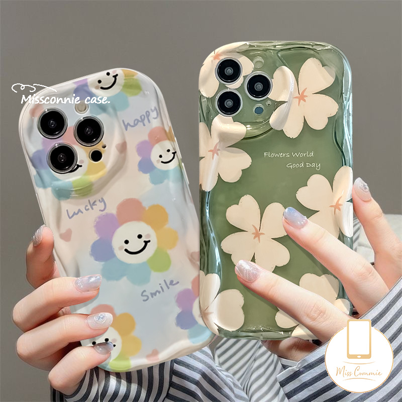 MissConnie For Redmi 10C 9C 9T 12C 10 9A 12 9 10A A1 A2 9C NFC Note 10Pro 11 10 11s 10s 10 Pro Max Plus POCO M3 3D Wavy Curved Edge Fresh Flowers Shockproof Airbag Glossy Soft Tpu Back Cover. 