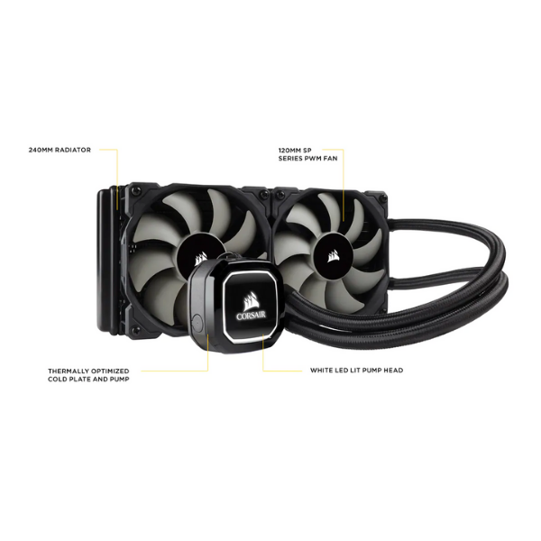 Corsair Hydro Series H100X Dual Fan Liquid CPU Cooler. 