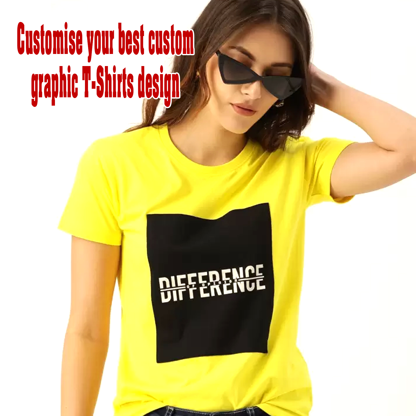 Customise your best custom graphic T-Shirts design with your own name & image, Company Logo or Personal Group Photo. 