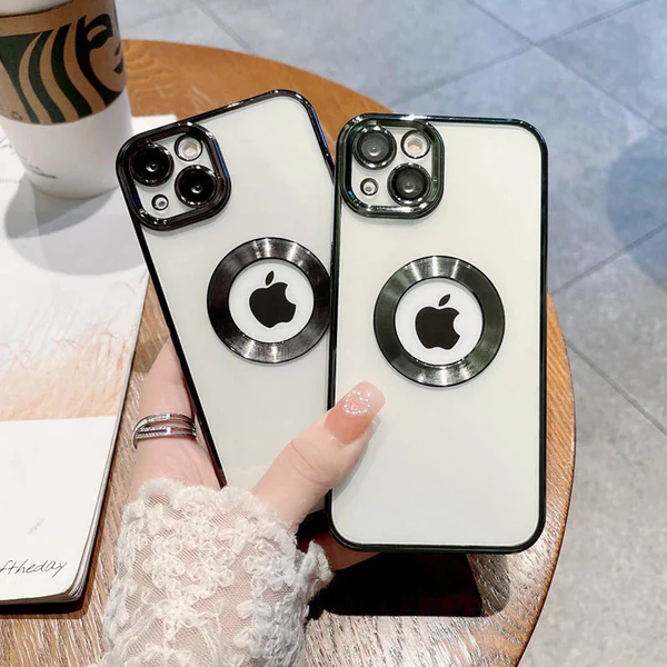 Apple iPhone Electroplating Clear Transparent Soft TPU Phone Case Logo Showing Back Cover - ( iPhone All Model ) ( Iphone 14 Pro Max 14 Pro 14 Plus 14 13 12 11 X / Xs Max Xr )