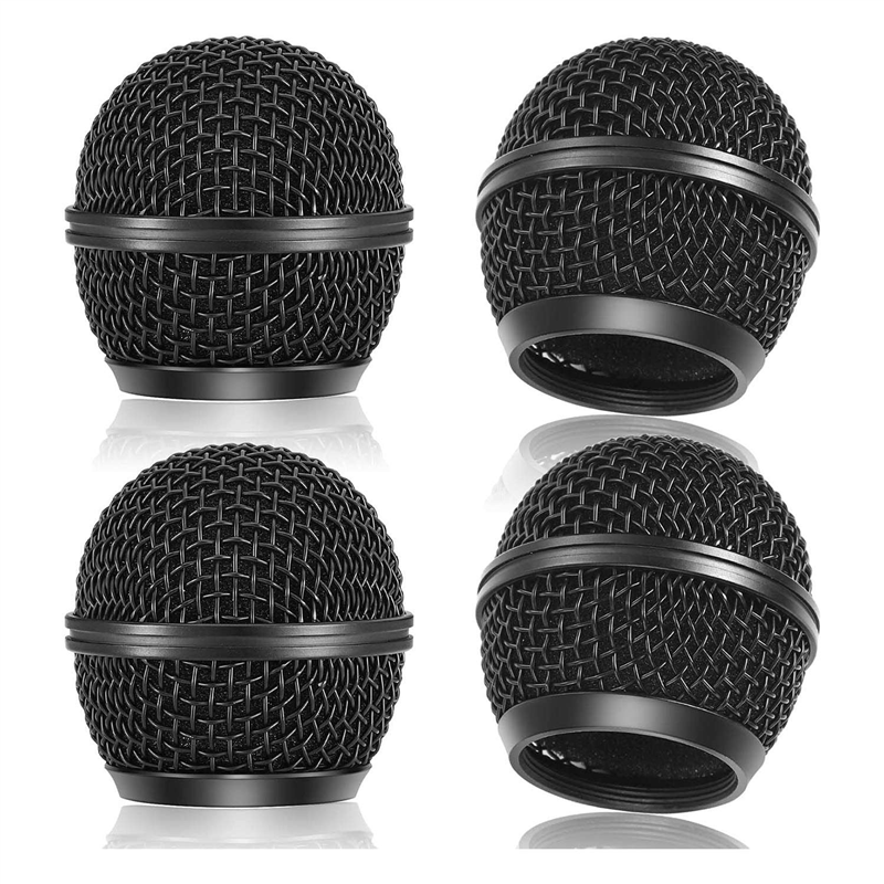 4PCS Mesh Microphone Grill Microphone Mesh Heads for SM58 Wireless Microphone & Wired Mics Black