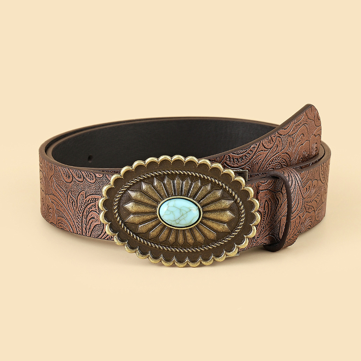 European and American bohemian ins ladies decorated brown belt retro hundred with jeans belt women