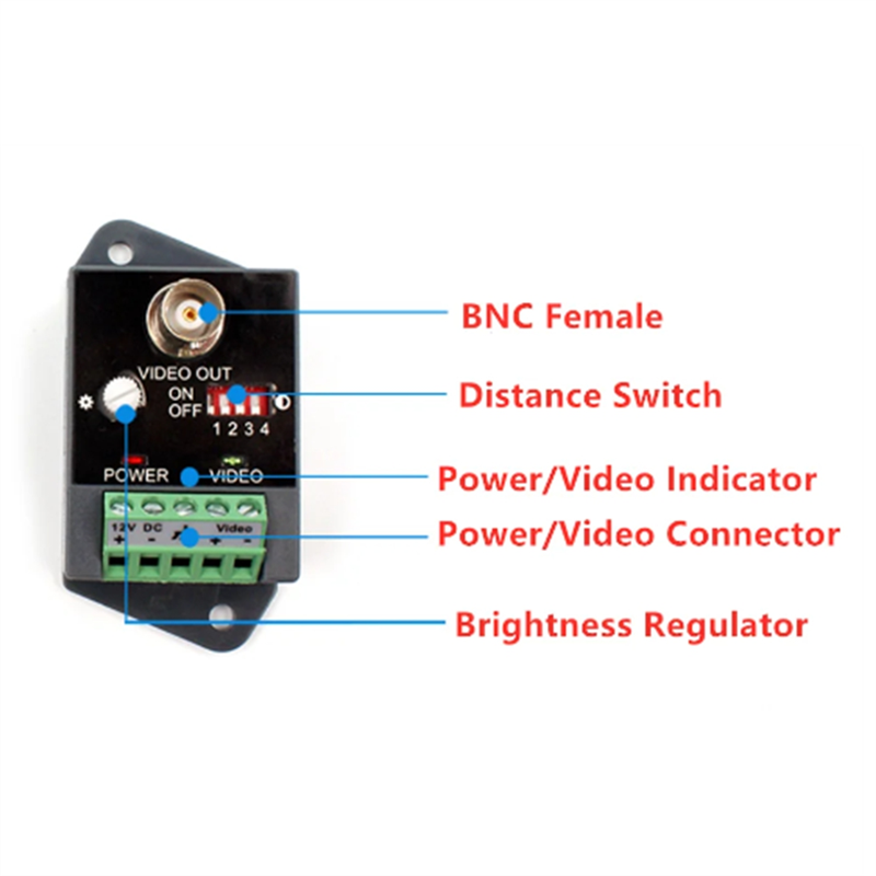 Single-Channel Active Video Balun for CCTV HD-TVI CVI AHD Active HD Video Transceiver Easy to Use. 