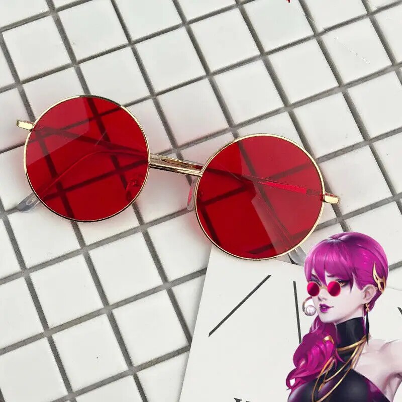 【3C VictoryEagle】LOLGame Kda S8 Cosplay Evelynn Red Sunglasses Glasses Prop Ahri Kaisa Cosplay