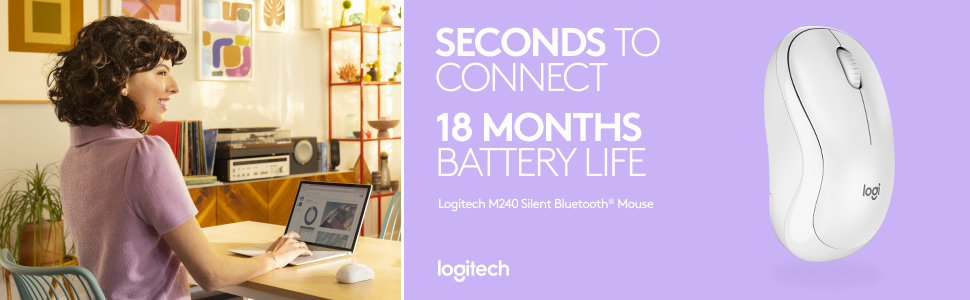 Mouse Bluetooth M240 Silenzioso - Wireless, 18 Mesi Batteria, Per PC/Mac/Tablet, Grafite - Foto 3