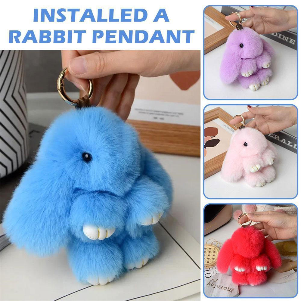 Cute Fluffy Bunny Keychain Charm Pendant Keychain Fluffy Rabbit Plush Keyring Bunny Bag Charm Adorable Keychain Pendant. 
