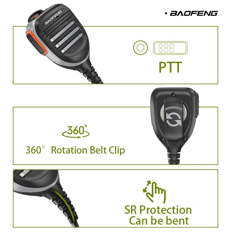 Quansheng UV-K6 PTT Waterproof UV-K5 Walkie Talkie Speaker Radio Microphone Keenwood 2-Pin Type Handheld Mic For UV-5R UV82 UV16. 