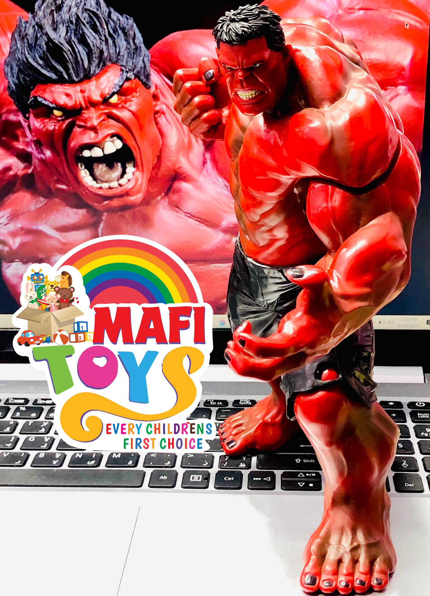Red Hulk Rubber Figure Video Game Character. 