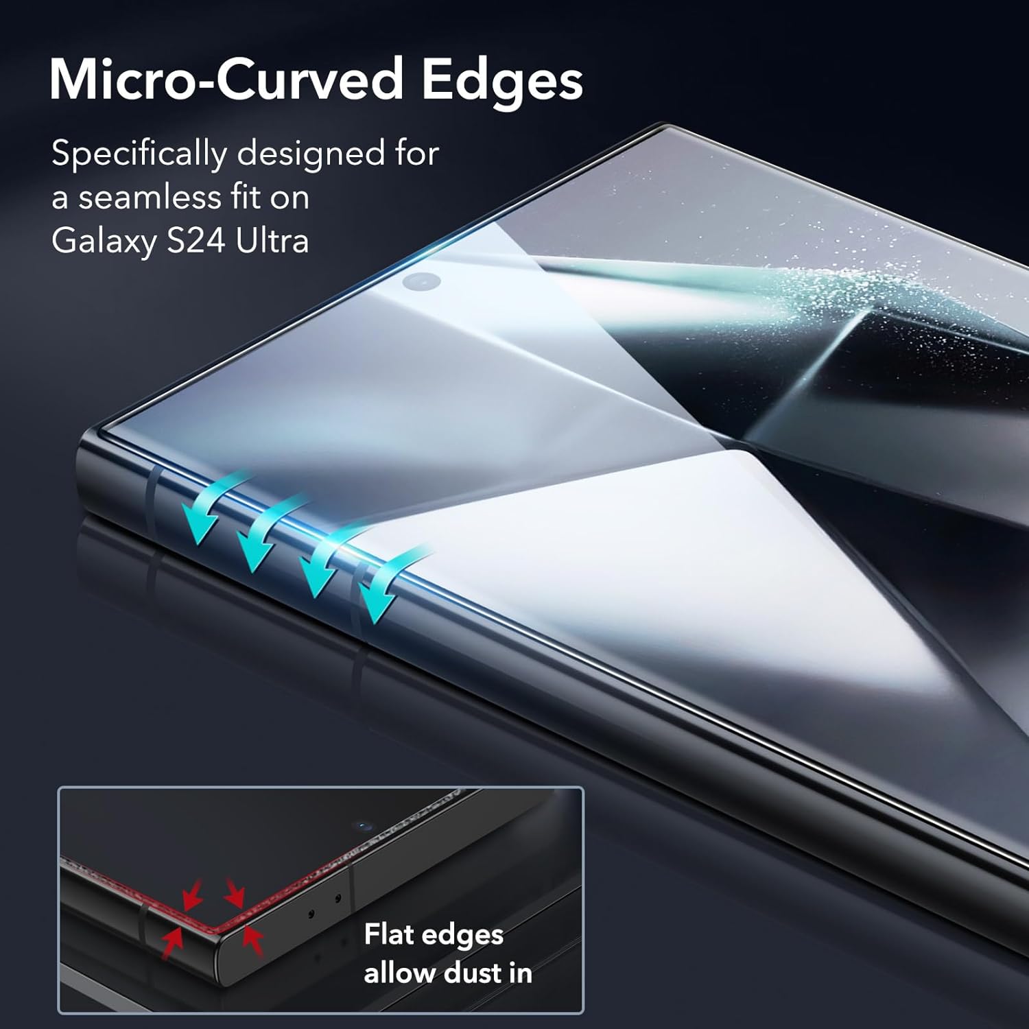 ESR 3 Pack for Samsung Galaxy S24 Ultra Screen Protector Set – 3 Tempered Glass Screen Protectors 2.5D Curved Edges, Full-Coverage, Scratch Resistant. 