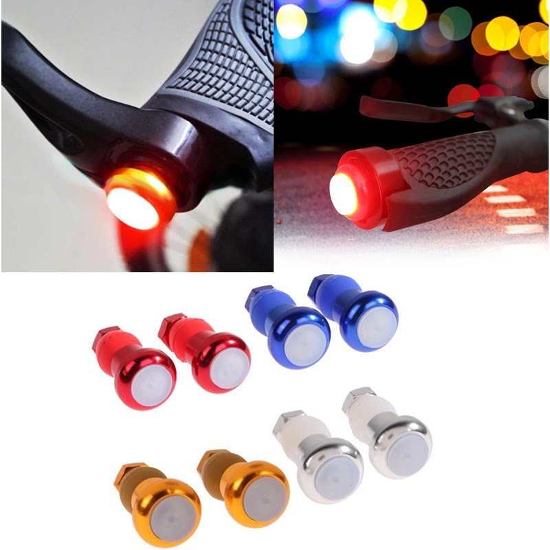 2pcs / set Battery Powered Bicycle Handlebar Light Bike Signal Lamp Cycling LED Bar End Plug Safety Indicators - Cycle Accessories - Cycle Accessories. 