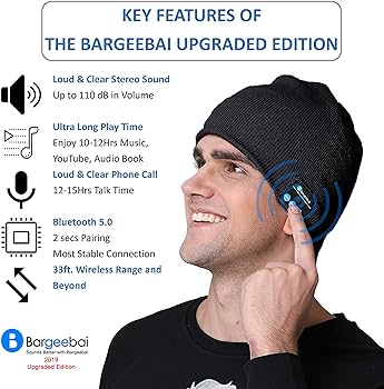 Soft Warm Beanie Hat Bluetooth Music Smart Cap Headset Speaker with Mic. 