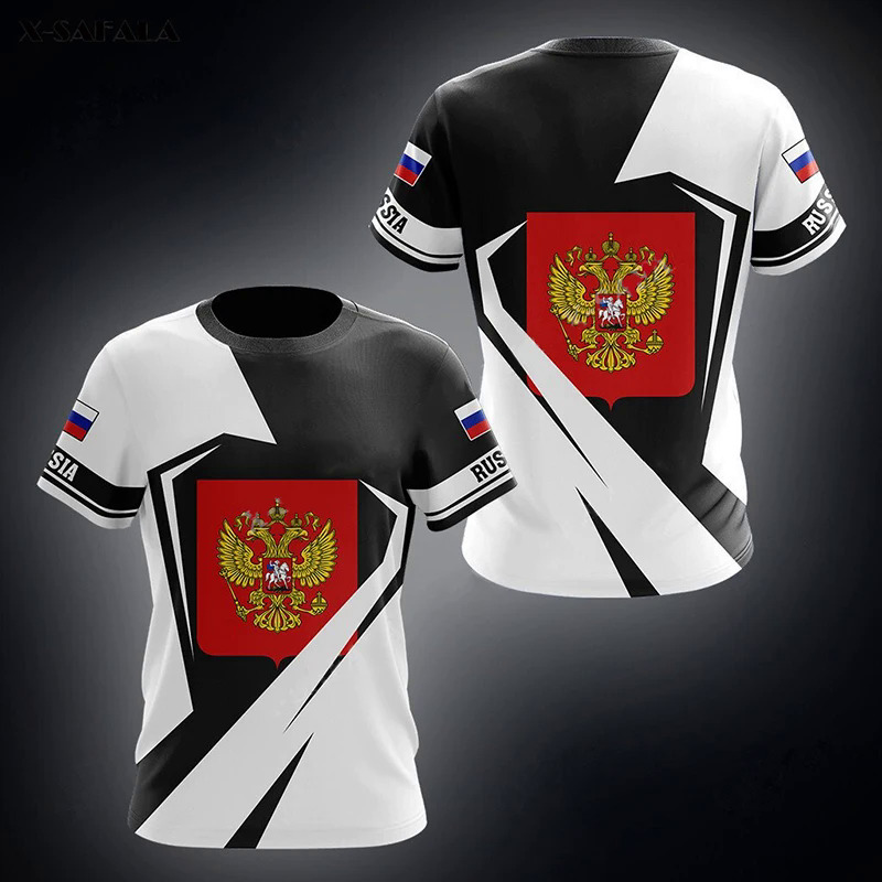 Russia Men's T-shirts Casual Loose Round Neck Russian Flag Short Sleeved Tops Tees Men's Clothing Oversized T-shirt Streetwear Dislikelike. 