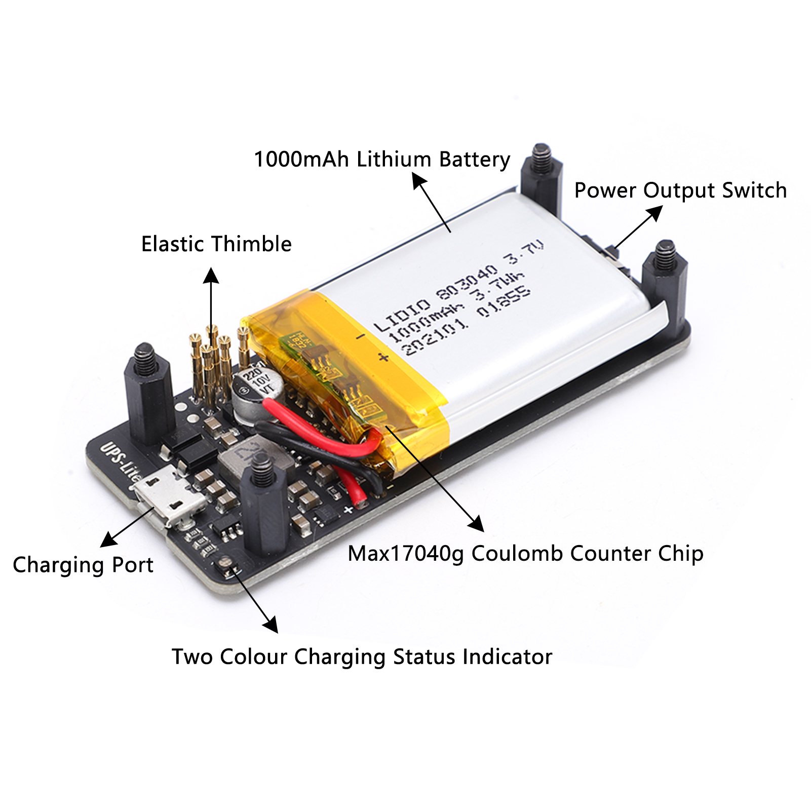 UPS Power Board Supply Charger Printed Circuit 400mA for Raspberry Pi Zero. 