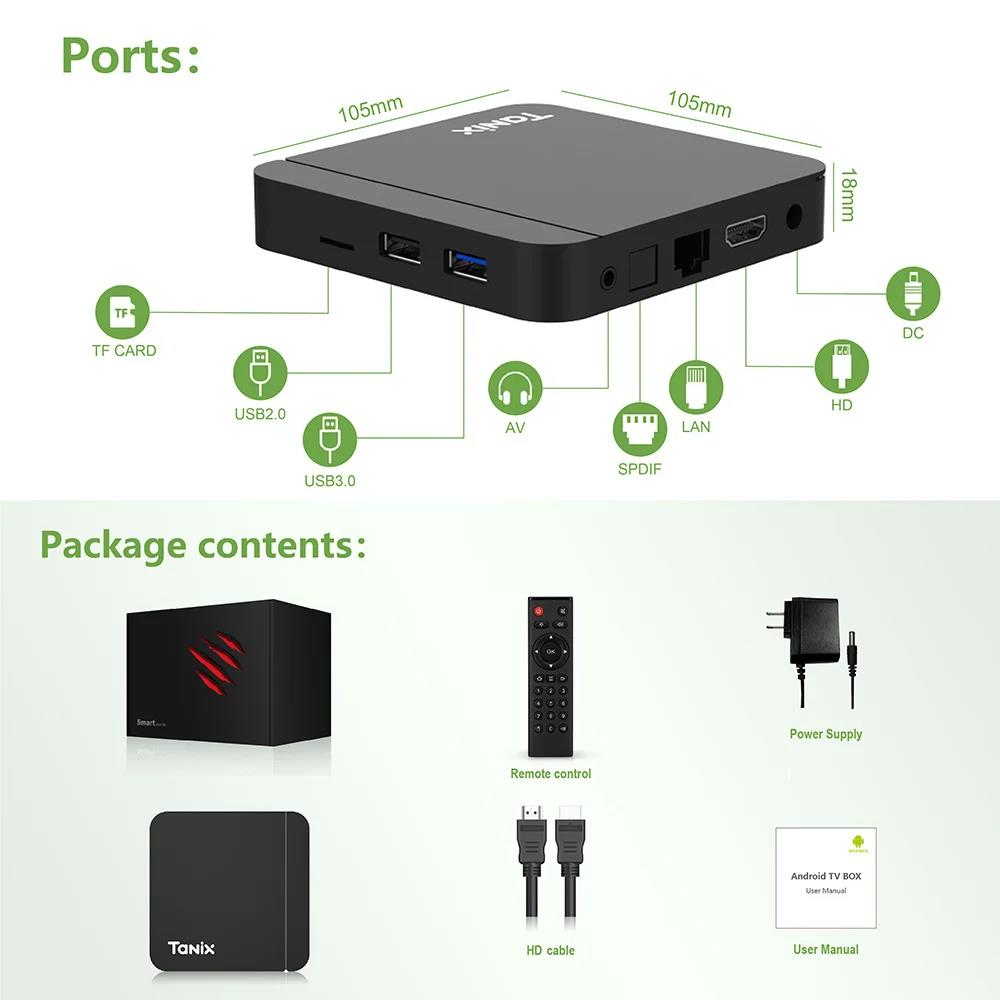 Tanix W2 Smart TV Box Android 11 Amlogic S905W2 with 2GB 16GB Support H.265 AV1 Dual Wifi HDR 10+ Media Player Set Top Box. 