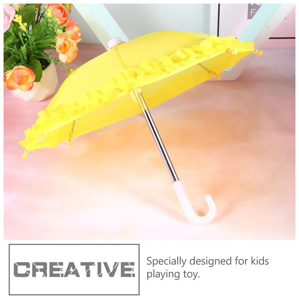 4Pcs Children's Pure Color Lace Toy Umbrellas Decoration Umbrellas (Random Color). 