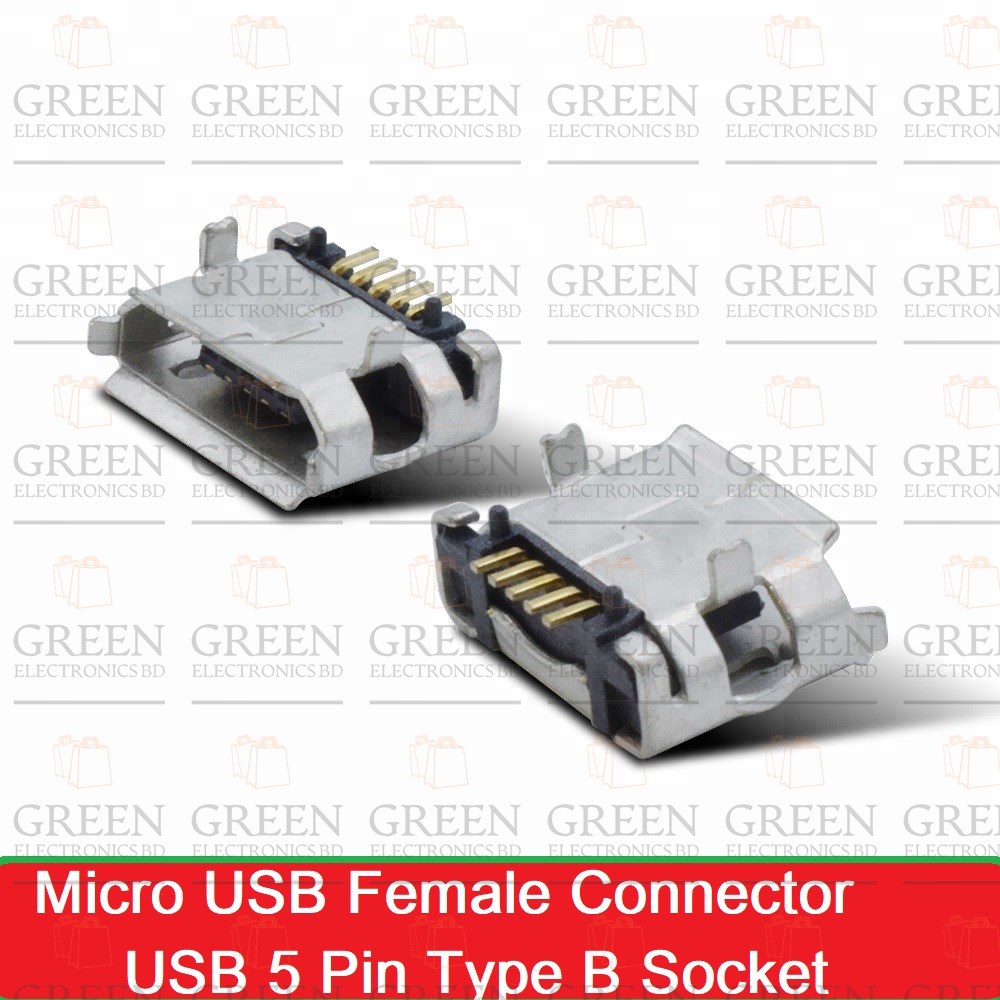 10Pcs- Micro USB Female Connector USB DIP 5 Pin Type B Socket Adapter Solder Port Soldering Repair Parts Panel Mount For Mobile Phone Charger. 