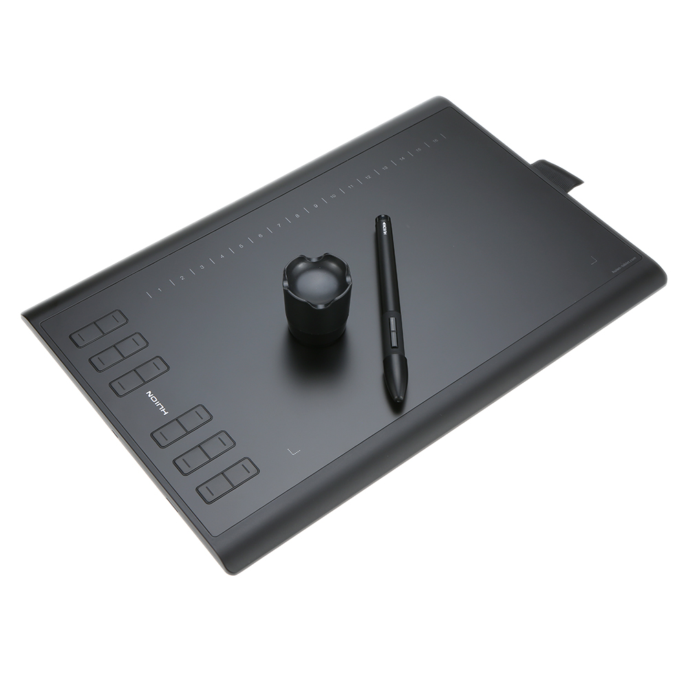 HXSJ Huion Graphic Drawing Tablet Micro USB New 1060PLUS with Memory Card 12 Express Keys Digital Painting Rechargeable Pen. 
