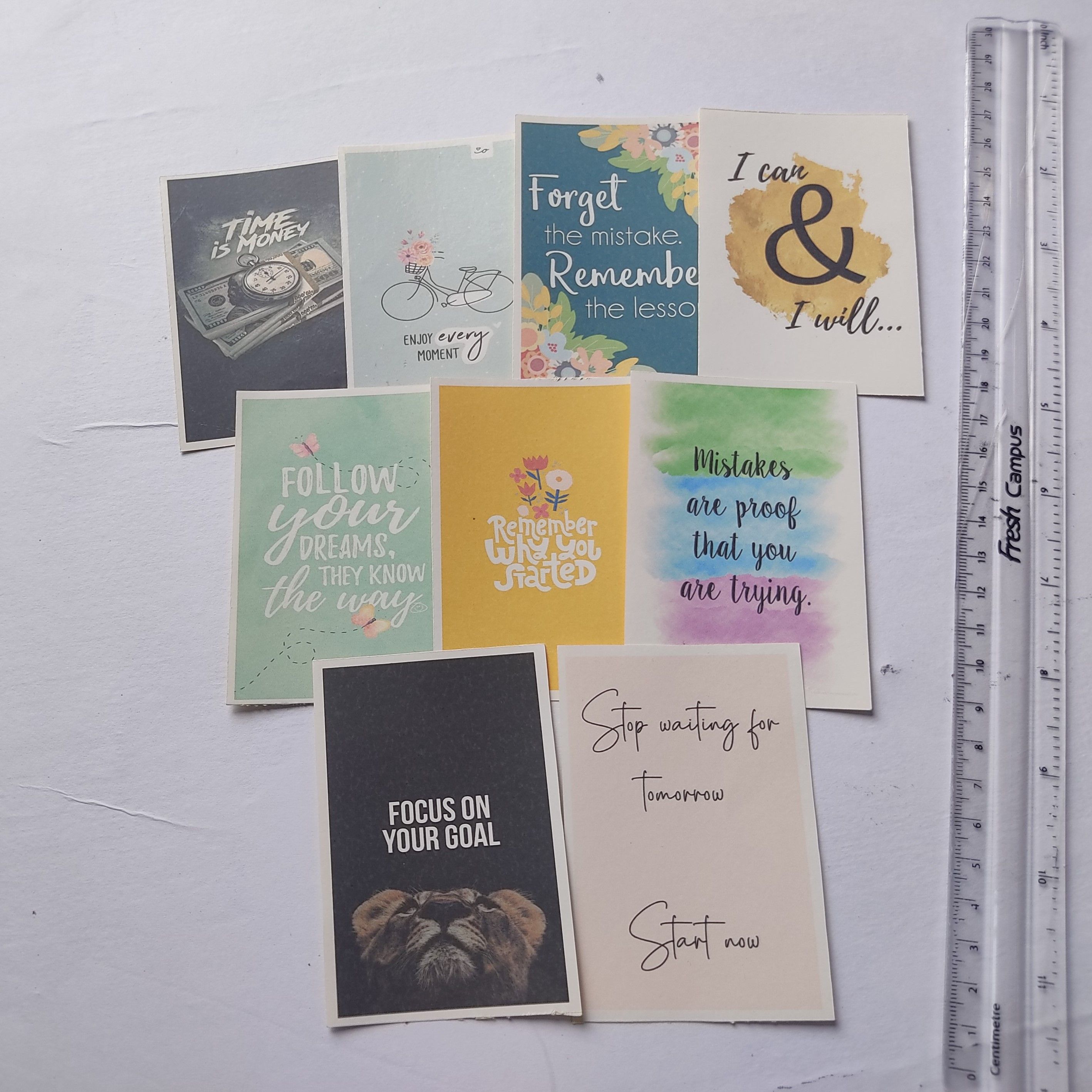 Motivational Quotes Sticker Collection - Set of 09 Sticker, Size 2.3" x 3.5", Glossy Self Adhesive Sticker Paper. 
