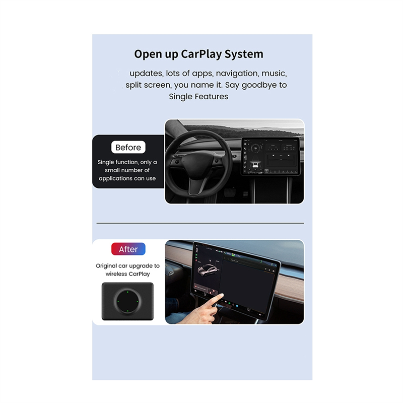 Mini Wireless CarPlay Adapter Wireless Android Auto Car Connect Box WiFi Bluetooth Adapter Parts Accessories for Tesla Model 3/ X/Y/S. 