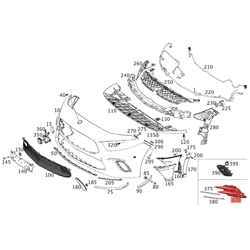 Front Bumper Left Right Outer Grille Cover 1778858300 1778858400 Replacement Accessories for 2019-2020 Mercedes-Benz W177 A180 A220 A200
