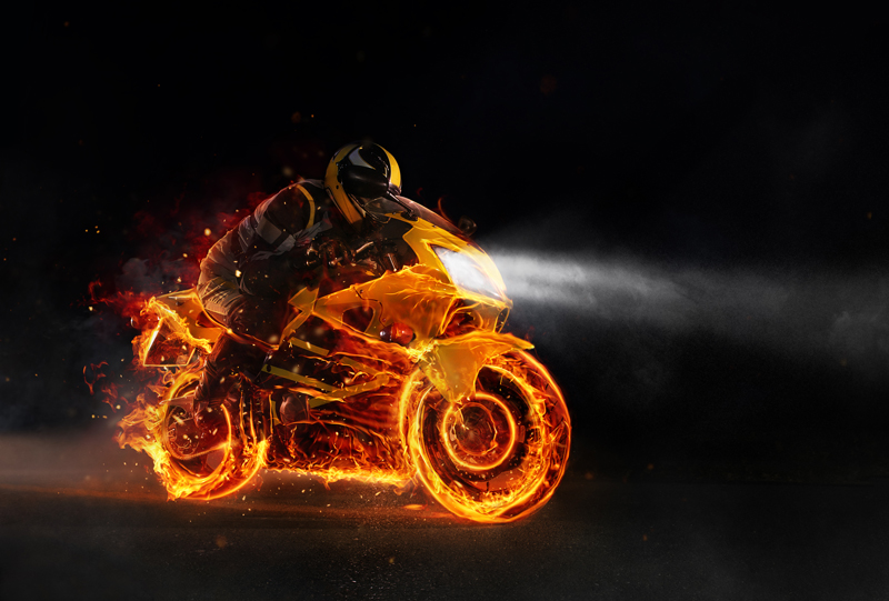 LPTP-488 Super-Sport Fire Motorbiker In Darkness premium quality laptop sticker. 