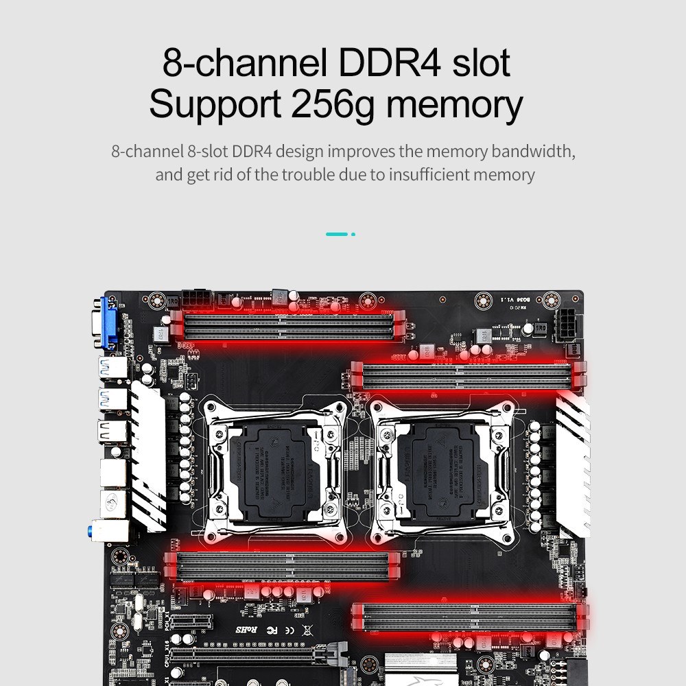 Jinsha X99 dual game motherboard with 8 DDR4 memory slots and 10 - black. 