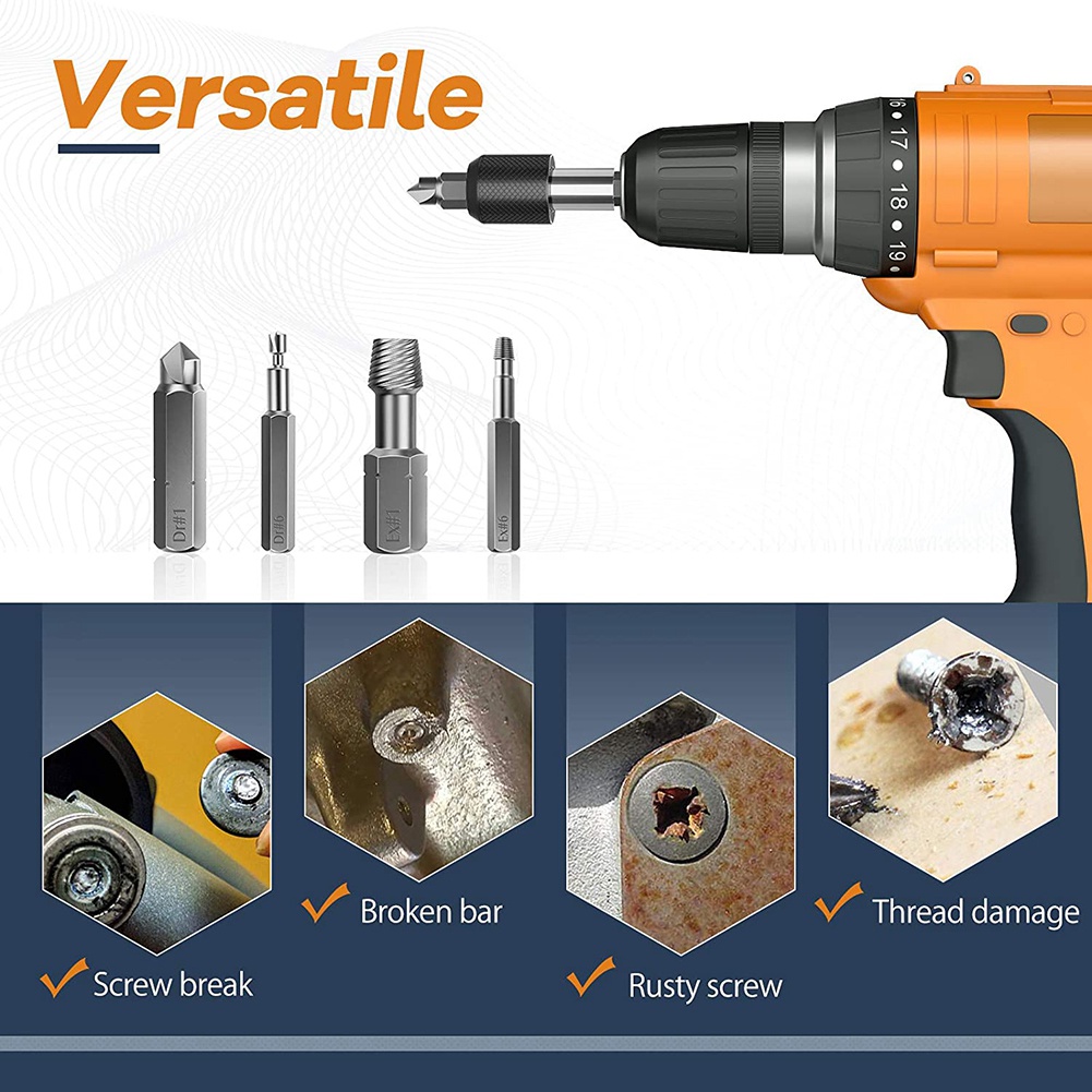 Damaged Screw Extractor Set,22 PCS Stripped Screw Extractor Kit, HSS Broken Screw Remover Set with Bit & Socket Adapter. 