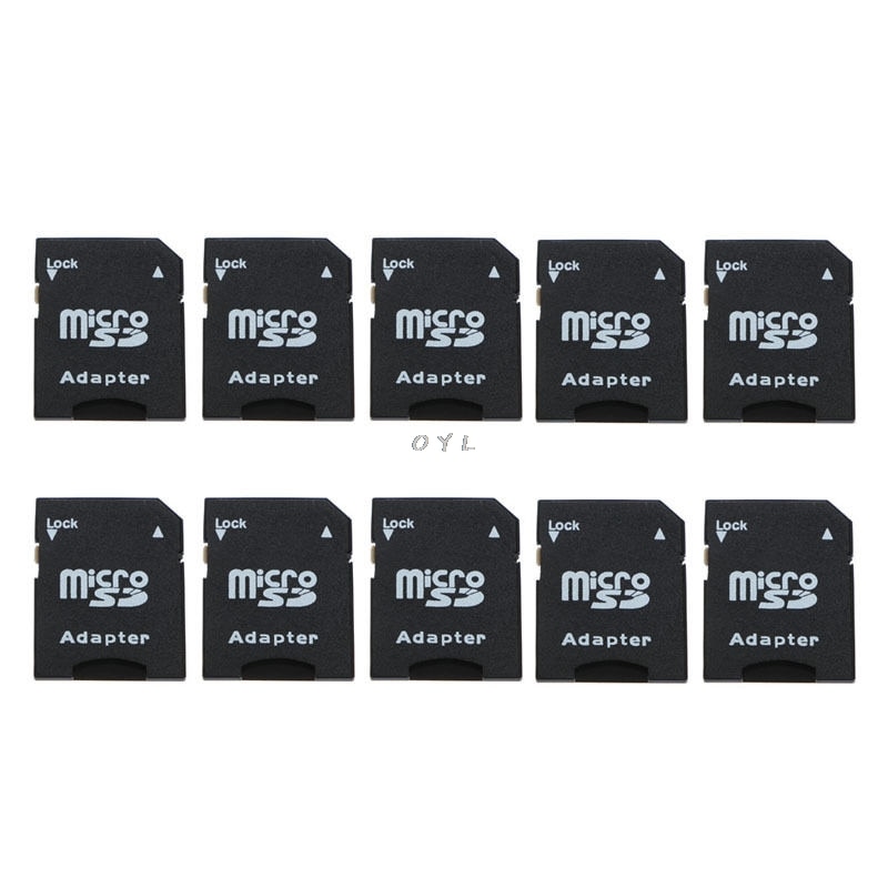 10Pcs Micro SD TransFlash TF To SD SDHC Memory Card Adapter Converter Black. 