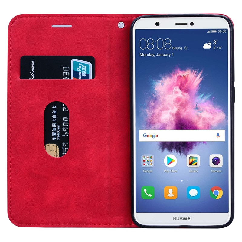 For Huawei P Smart FIG-LX1 Case Magnetic Leather Wallet Flip Card Hold Phone Case For Huawei P Smart 2018 Psmart Cover Coque. 