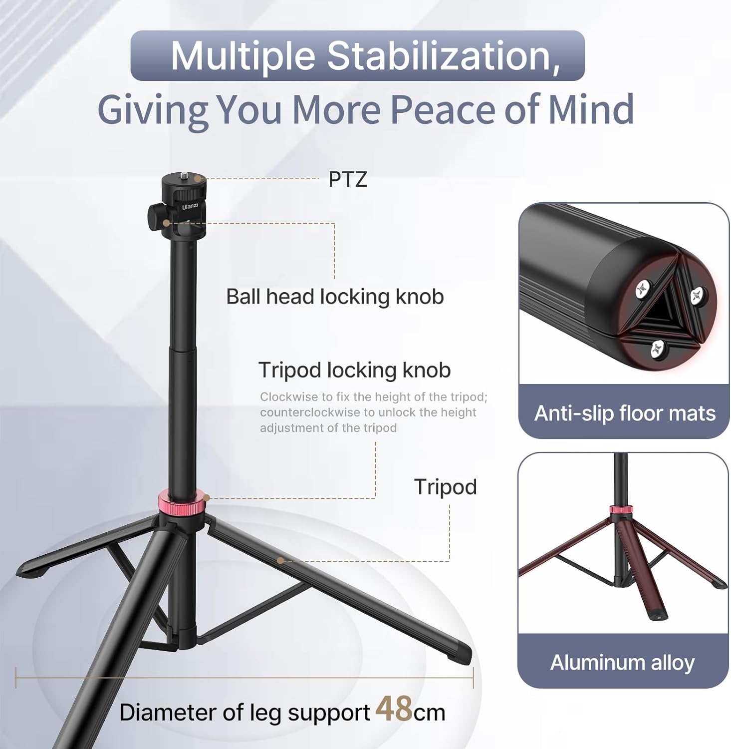 Ulanzi MT-79 Extendable Tripod with 1/4'' Screw for DSLR Camera Smartphone Fill Light Microphone Tripod. 