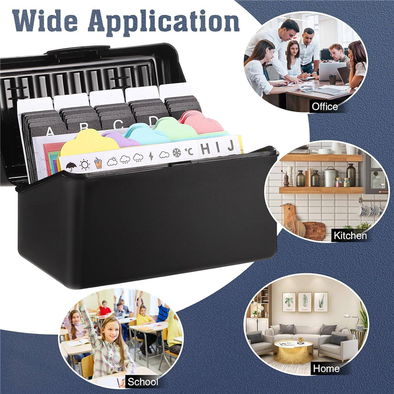 Index Card Holder + Lock Collapsible Index Card Box Fits 3X5-Inch Flash Cards - Business,or Note Card Storage Boxes Paper Index Card Holder. 