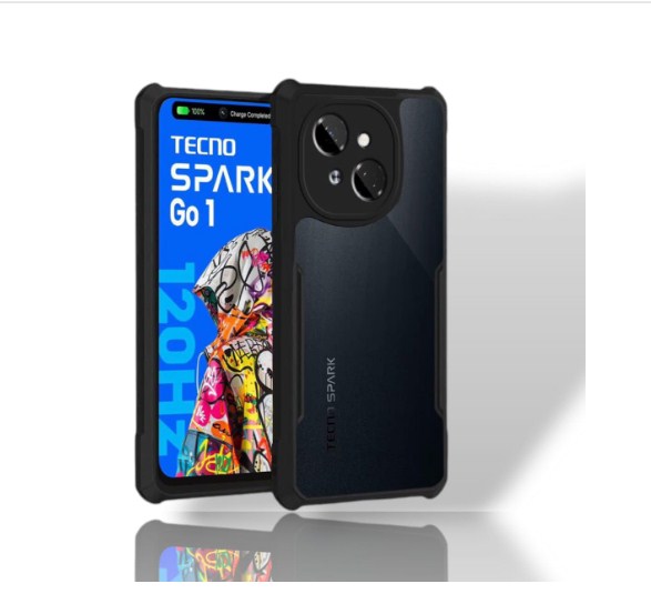 Zapcase Back Case Cover for Tecno Spark GO 1 | Compatible for Spark GO1 Back Case Cover | Clear Case for Tecno SparkGO1 with Camera Protection | (TPU + PC | Matte Black). 